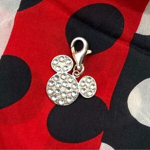Vintage Sterling Silver Mickey Mouse Charm Pendant Rhinestone 925 Cinderella GUS